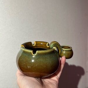 Elegant Green and Brown Ceramic Art Vase
